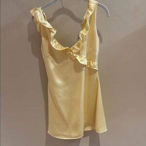 Yellow Ruffle Sleeveless Top